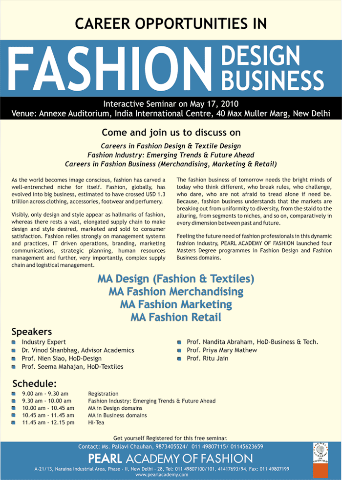 Seminar on Careers in fashion May 17 at IIC