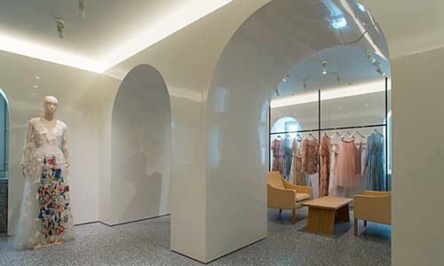 Inside Valentino's flagship store in Rome on Piazza di Spagna.