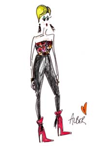 An Alber Elbaz sketch of a fall Lanvin look exclusive to the Mid