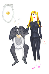 Victoire de Castellane’s sketch of her with Christian Dior.