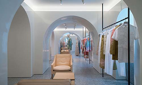 Inside Valentino's flagship store in Rome on Piazza di Spagna.